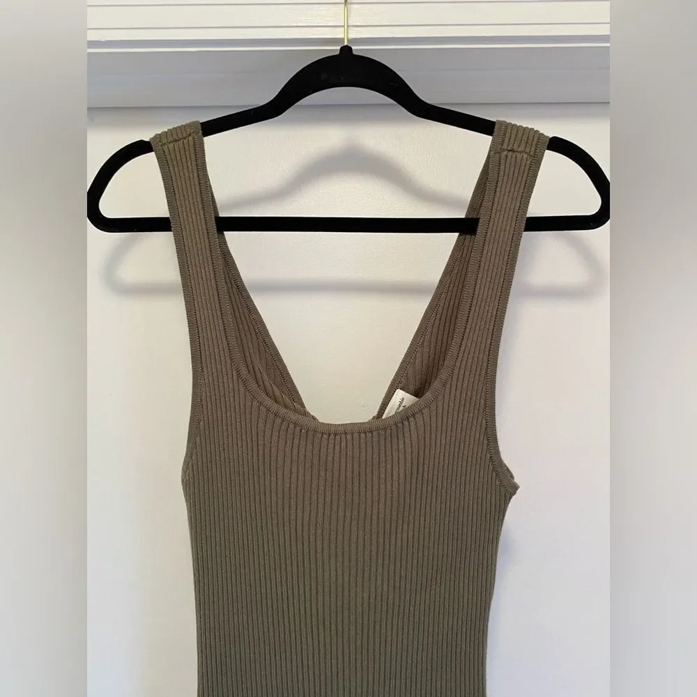 Abercrombie & Fitch Ribbed Bodycon reversible tank Dress Size Medium Olive Green